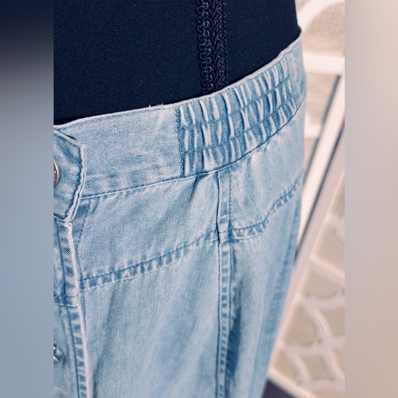 XL LAFEI-NIER COTTON LONG SKIRT DENIM JEAN CHAMBRAY BEADED BLUE SOFT BOHO - Picture 11 of 15